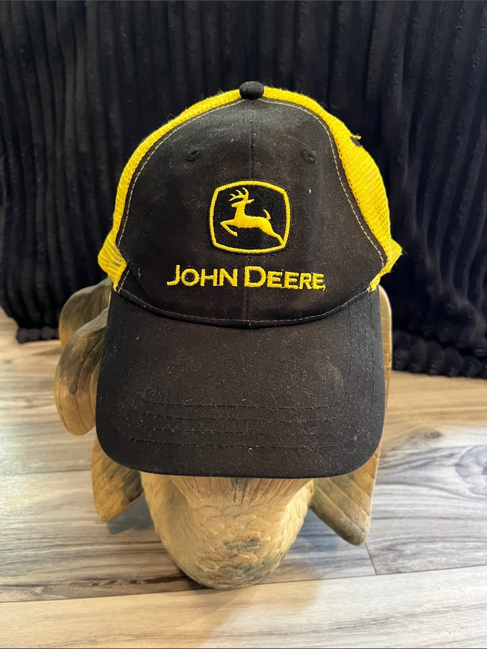🌻3/$15 John Deere Black/Yellow Vented Hat-OSFM